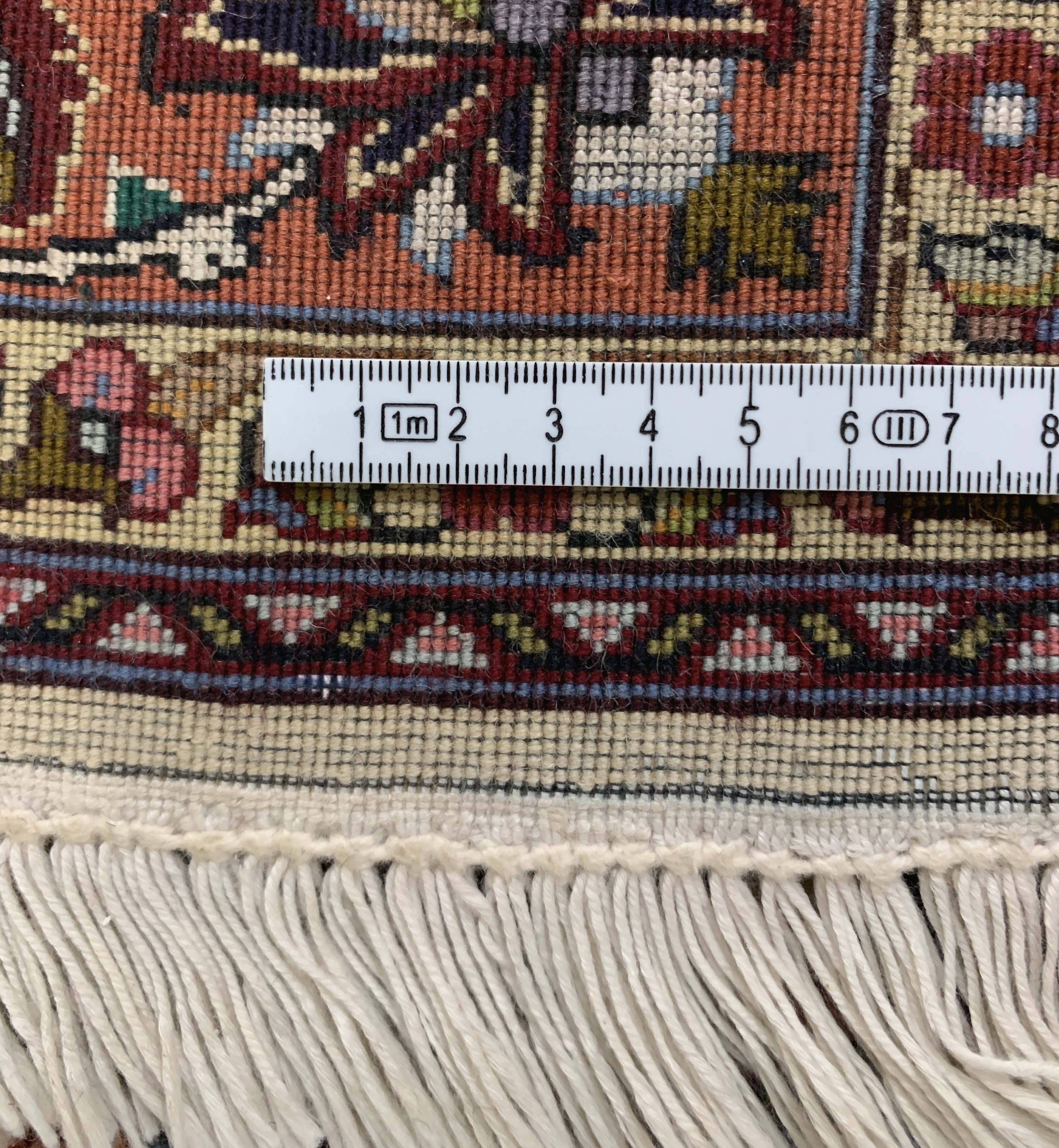 Detail e: Täbriz fein(50 Raj), Persien, Mitte 20.Jhd,Korkwolle mit Seide, ca. 150 x 104 cm, ca. 500.000 Kn/qm, EHZ: 2