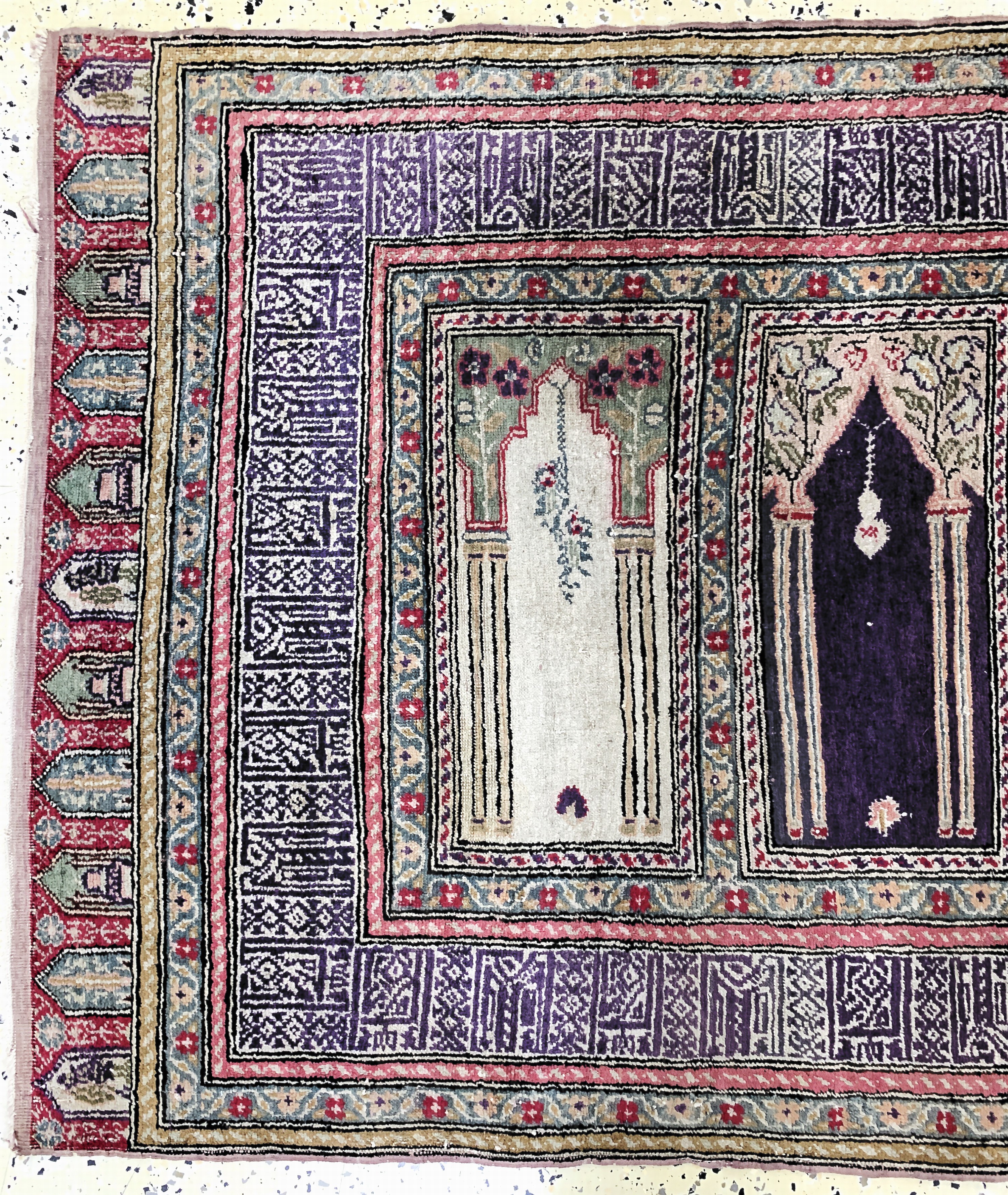 Detail a: Kayseri"Saf"Flosch, Türkei, Mitte 20.Jhd, merzerisierte Baumwolle, ca. 235 x 84 cm, EHZ:2
