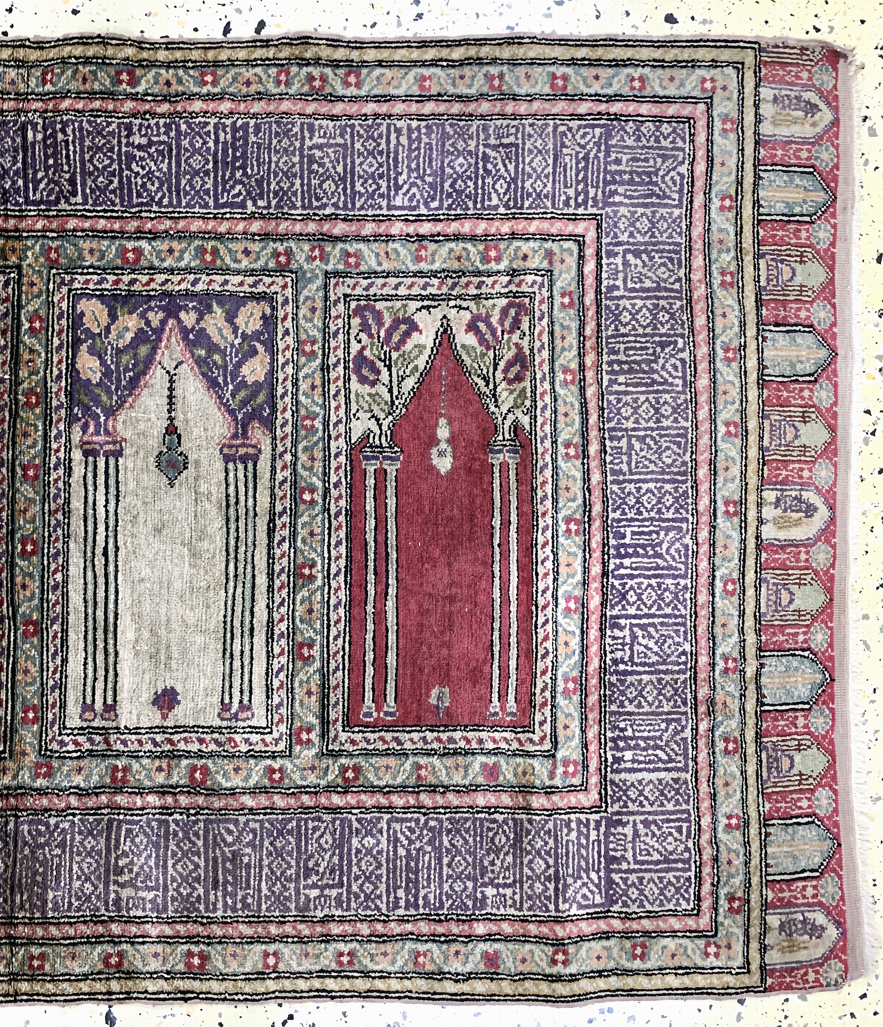 Detail c: Kayseri"Saf"Flosch, Türkei, Mitte 20.Jhd, merzerisierte Baumwolle, ca. 235 x 84 cm, EHZ:2