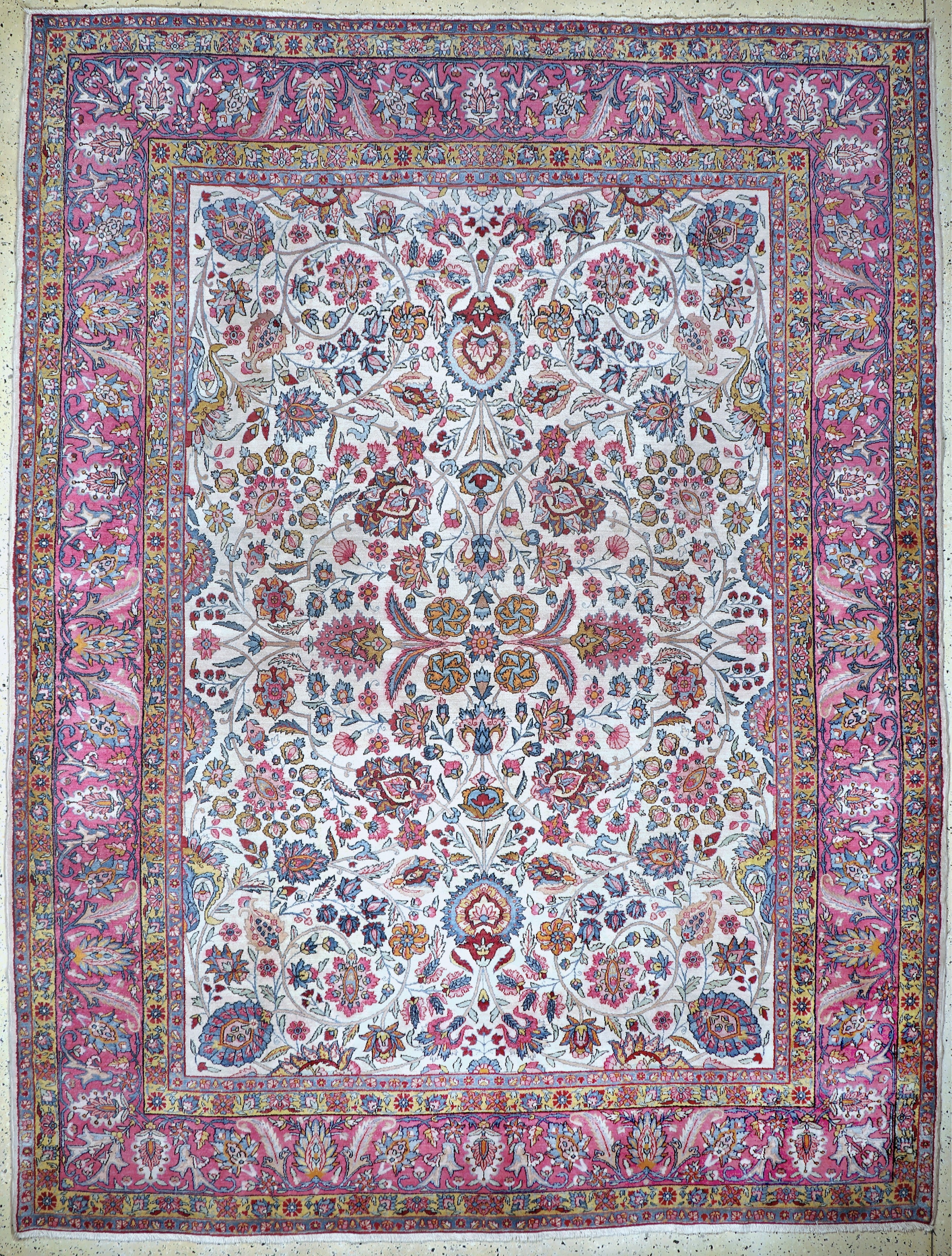 Image 27101055 - Kerman Lawar, Persien, Anfang 20.Jhd, Wolleauf Baumwolle, ca. 355 x 270 cm, EHZ: 3 ...