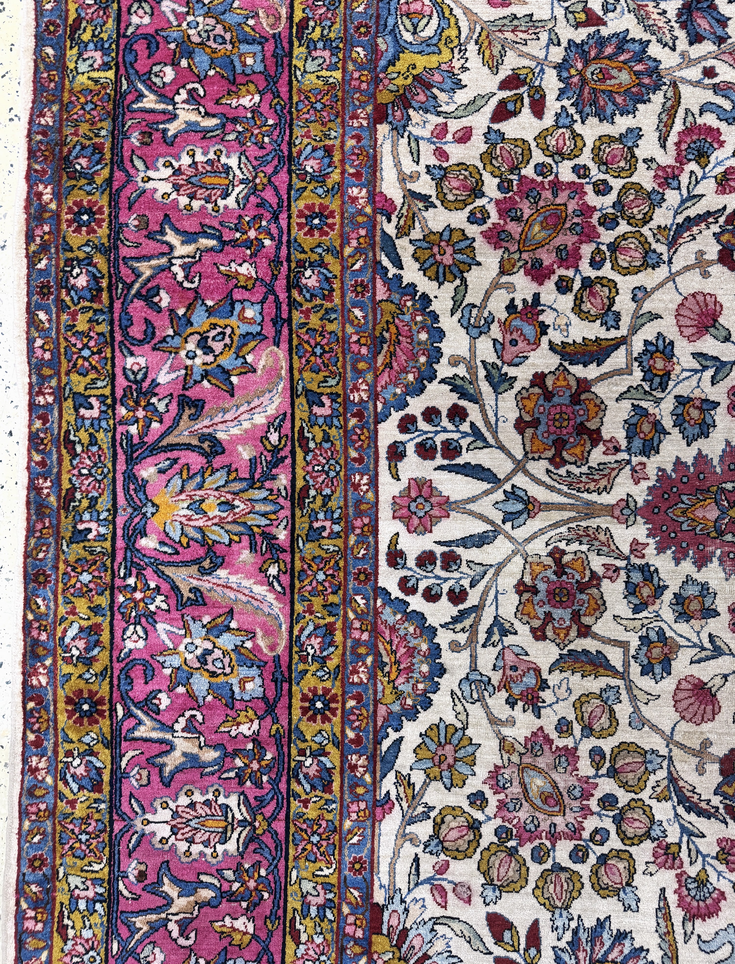 Detail d: Kerman Lawar, Persien, Anfang 20.Jhd, Wolleauf Baumwolle, ca. 355 x 270 cm, EHZ: 3