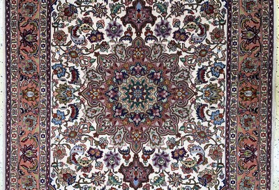 27101048b - Tabriz fine(50 Raj), Persia, mid-20th century,corkwool with silk, approx. 150 x 104 cm, ...