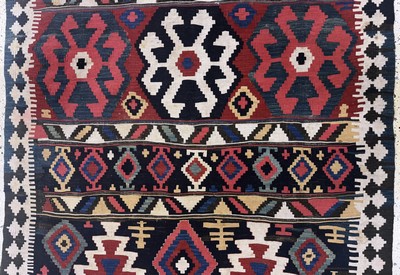 27101060b - Schirwan Kelim antik, Kaukasus, 19.Jhd, Wolle auf Wolle, ca. 194 x 140 cm, ...