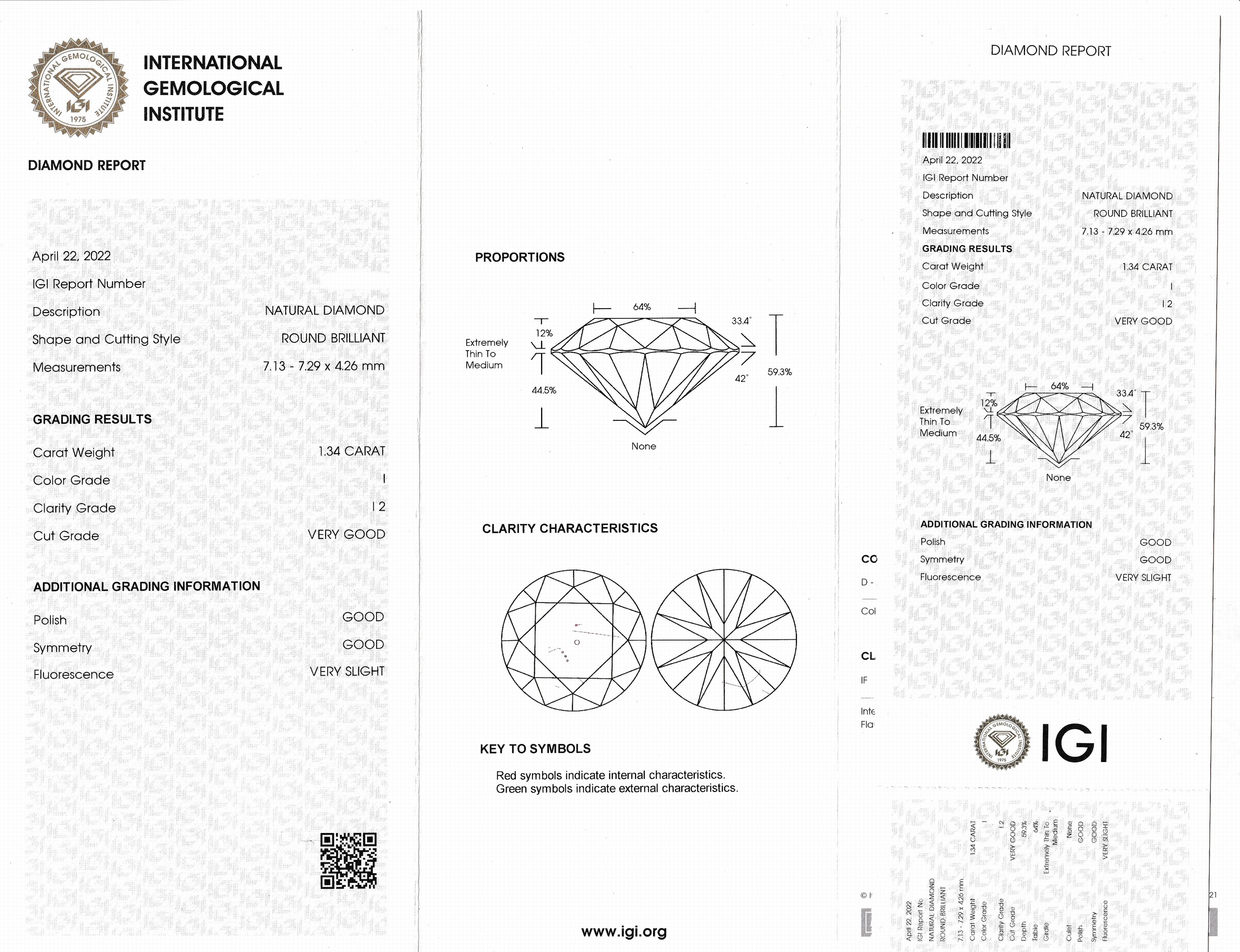 Detail a: Loser Brillant 1.34 ct l.get.Weiß(I)/p2, eingeschweißt, IGI-Expertise anbei