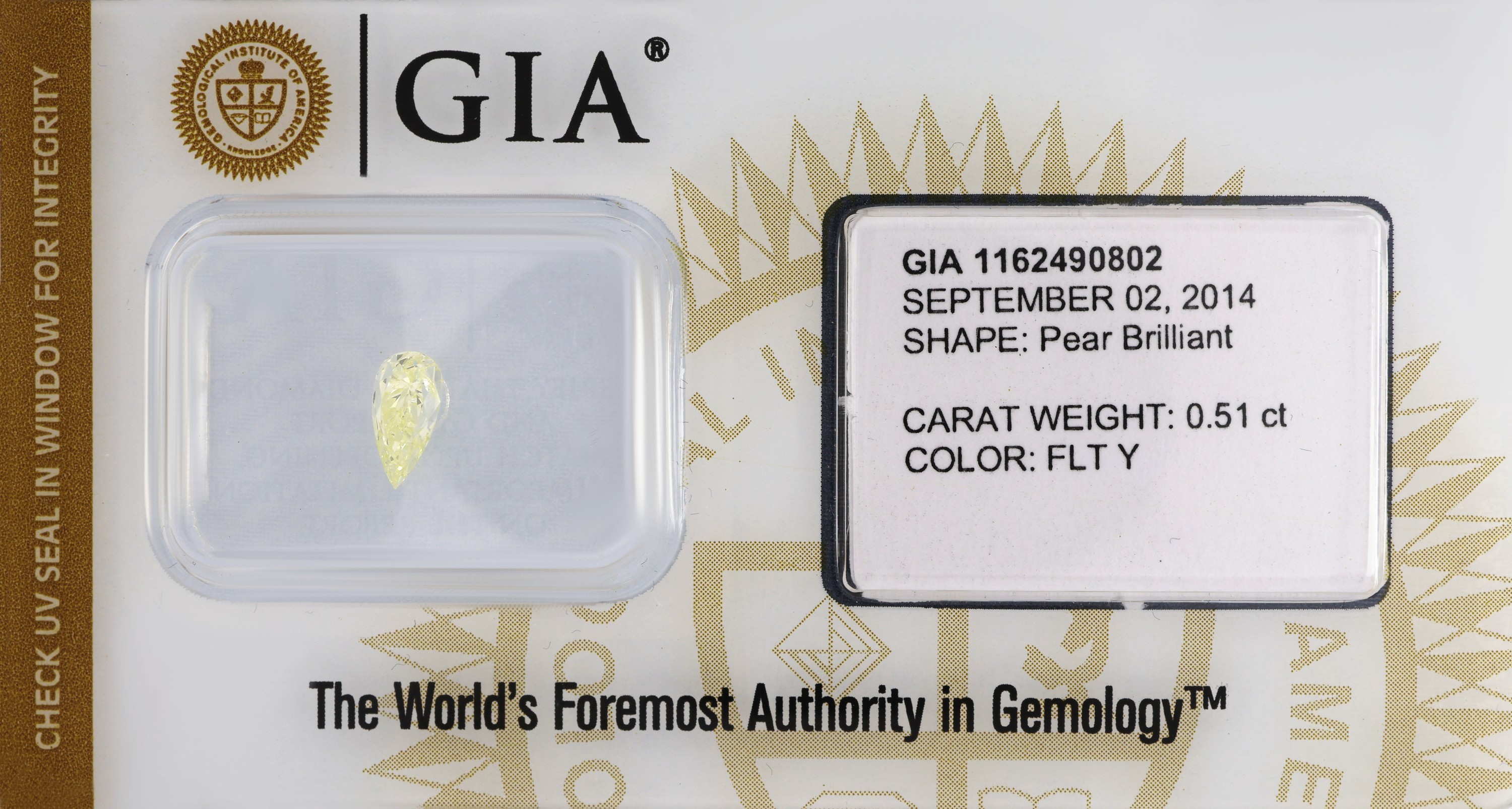 Image 27101355 - Loser Diamant, 0.51 ct Natural Fancy Light Yellow, facett. Tropfen, 6.97 x 3.44 x 3.34 ...