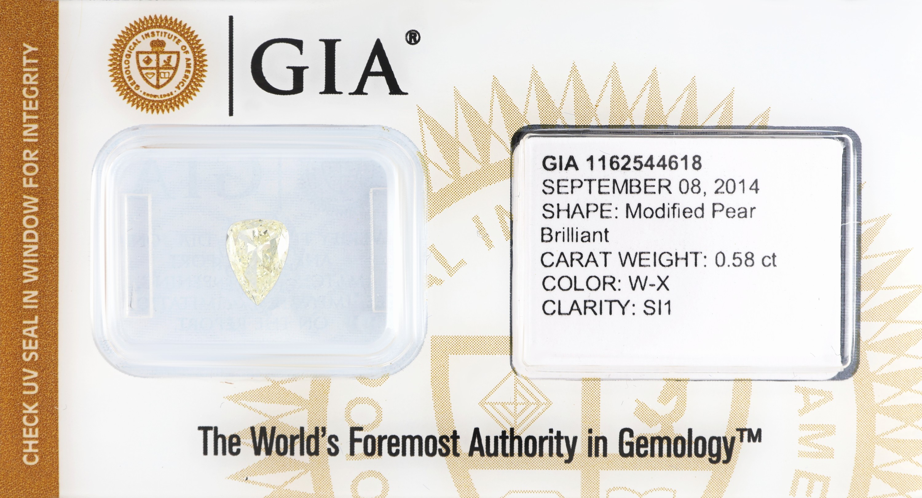 Image 27101356 - Loser Diamant, 0.58 ct Light Yellow(W-X)/si1, facett. Tropfen, 7.00 x 5.11 x 2.37 mm, ...