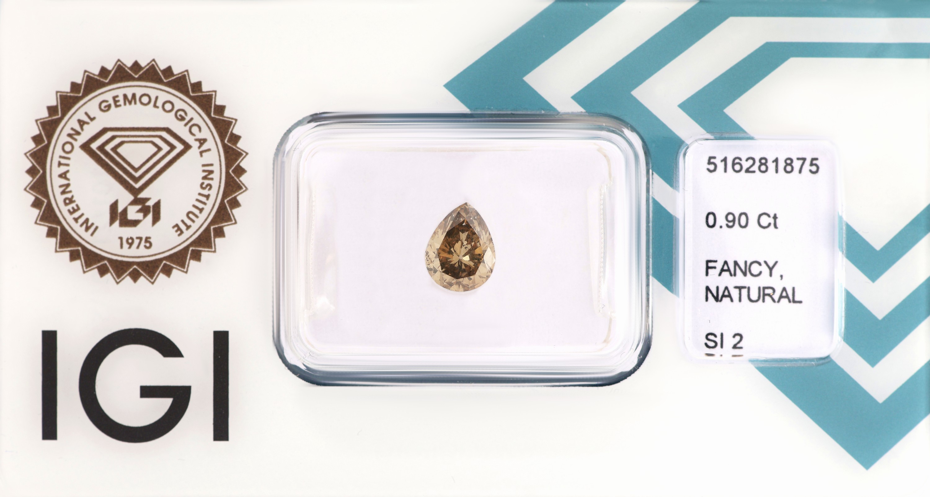 Image 27101370 - Loser Diamant, 0.90 ct Natural Fancy YellowishBrown/si2, facett. Tropfen, 6.92 x 5.43 x ...