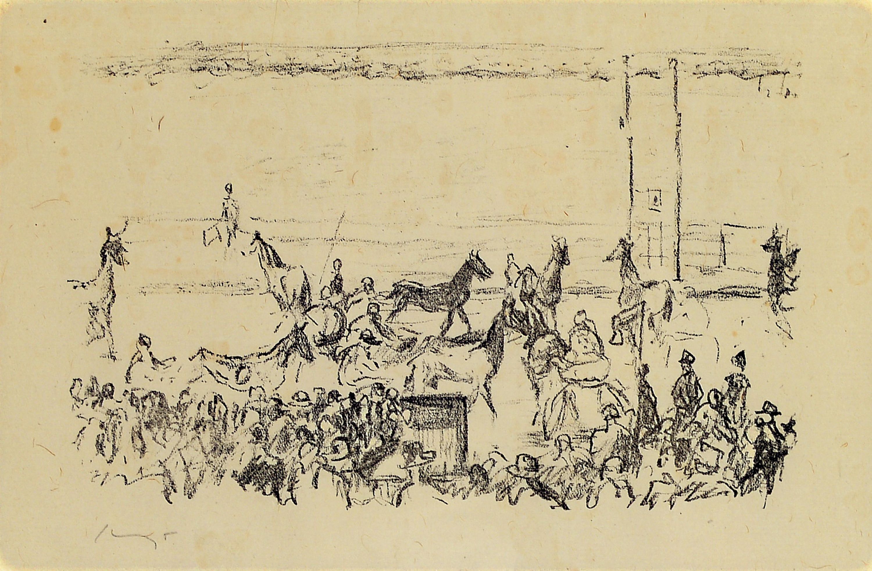 Image 27101382 - Max Slevogt, 1868 Landshut-1932 Leinsweiler, Lithographie, Pferdemarkt, links unten ...