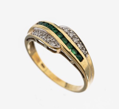 Image 14 kt Gold Smaragd-Diamant-Ring, GG 585/000, kl. rundfacett. Smaragde, kl. 8/8 ...