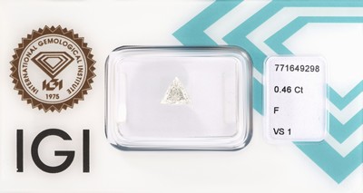 Image Loser Diamant, 0.46 ct feines Weiß (F)/vs1, Trilliant, eingeschweißt, IGI-Expertise ...