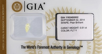 Image Loser Diamant, 0.51 ct Natural Fancy Light Yellow, facett. Tropfen, 6.97 x 3.44 x 3.34 ...
