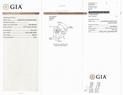 27101355a - Loser Diamant, 0.51 ct Natural Fancy Light Yellow, facett. Tropfen, 6.97 x 3.44 x 3.34 ...