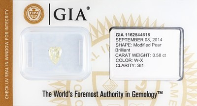 Image Loser Diamant, 0.58 ct Light Yellow(W-X)/si1, facett. Tropfen, 7.00 x 5.11 x 2.37 mm, ...