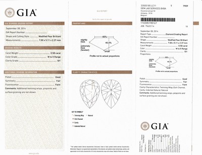 27101356a - Loser Diamant, 0.58 ct Light Yellow(W-X)/si1, facett. Tropfen, 7.00 x 5.11 x 2.37 mm, ...