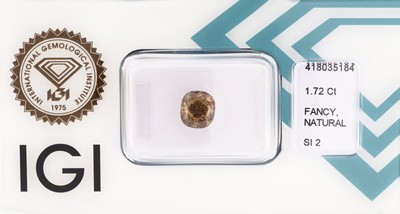 Image Loser Diamant, 1.72 ct Natural Fancy Deep Yellowish Brown/si2, Cushion Modified ...