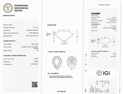 27101370a - Loser Diamant, 0.90 ct Natural Fancy YellowishBrown/si2, facett. Tropfen, 6.92 x 5.43 x ...
