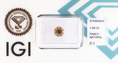 Image Loser Brillant, 1.00 ct Natural Fancy Intense Yellowish Brown/si2, eingeschweißt, IGI- ...