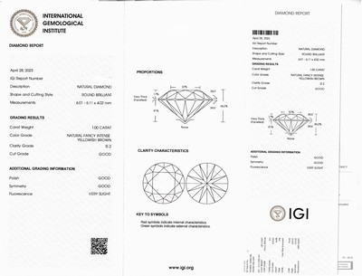 27101372a - Loser Brillant, 1.00 ct Natural Fancy Intense Yellowish Brown/si2, eingeschweißt, IGI- ...