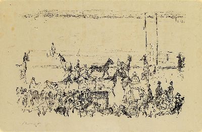 Image Max Slevogt, 1868 Landshut-1932 Leinsweiler, Lithographie, Pferdemarkt, links unten ...