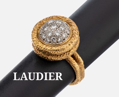 Image 18 kt Gold LAUDIER Brillant-Ring, GG/WG 750/000, Ringkopf und Schiene strukt., 20 in WG ...