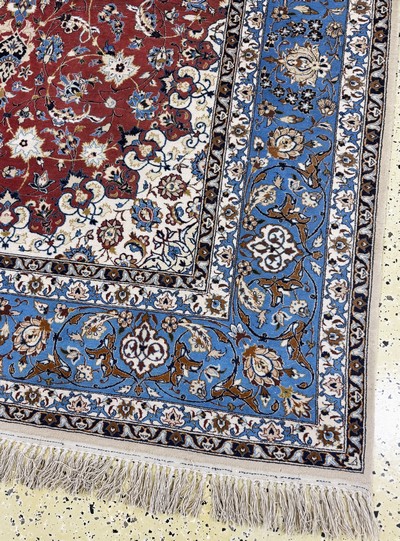 27101492a - Esfahan fein, Persien, Mitte 20.Jhd, Korkwolle auf Seide, ca. 227 x 156 cm, ca. 1,0Mio. ...