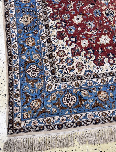 27101492b - Esfahan fein, Persien, Mitte 20.Jhd, Korkwolle auf Seide, ca. 227 x 156 cm, ca. 1,0Mio. ...