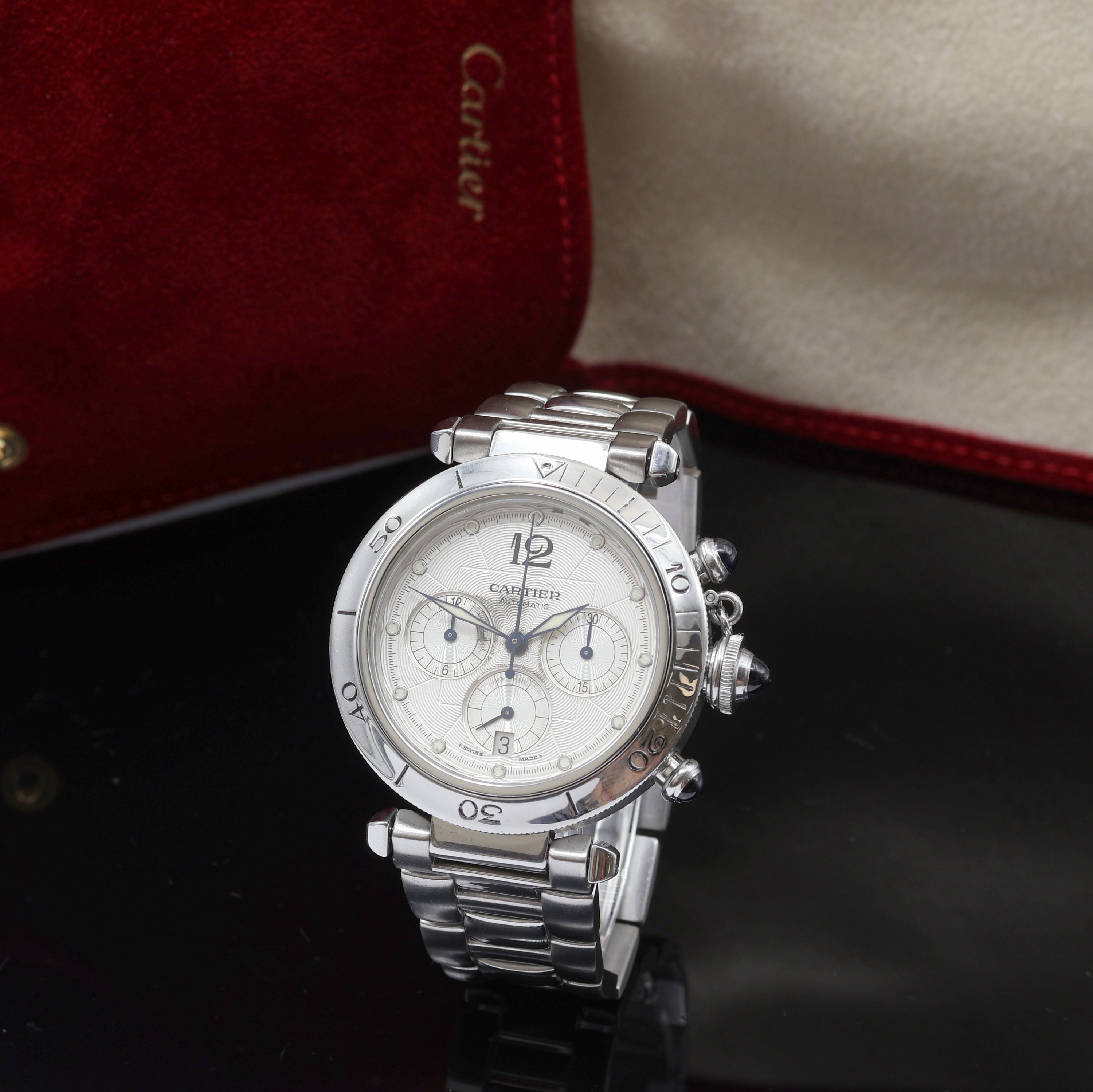 Image 27101527 - CARTIER Pasha Armbandchronograph Referenz 2113, Automatik, beids. vergl. Edelstahlgeh. ...