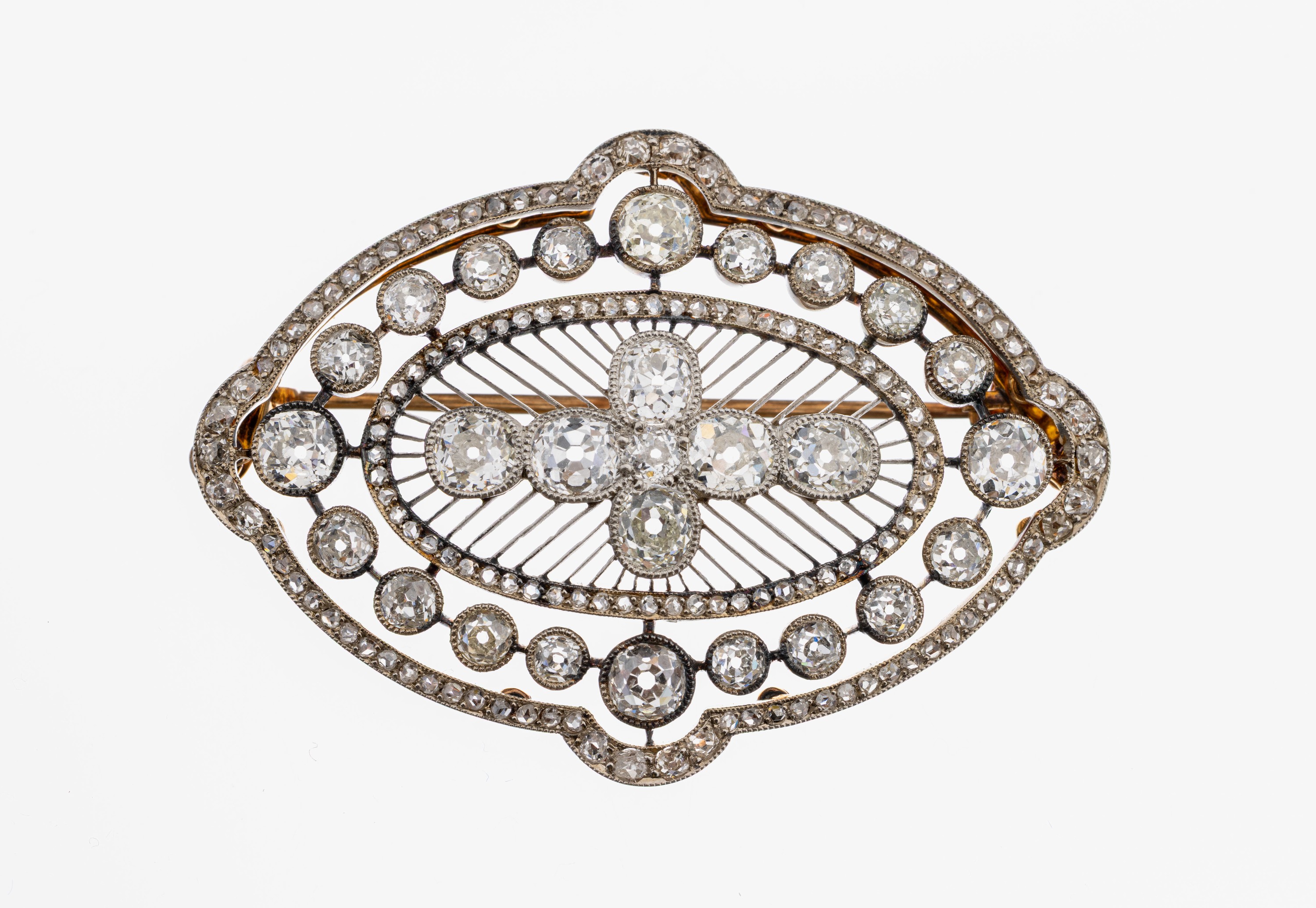 Image 27101528 - Prunkvolle 14 kt Gold und Platin Diamant -Brosche, deutsch um 1910, GG 585/000 gepr., ...
