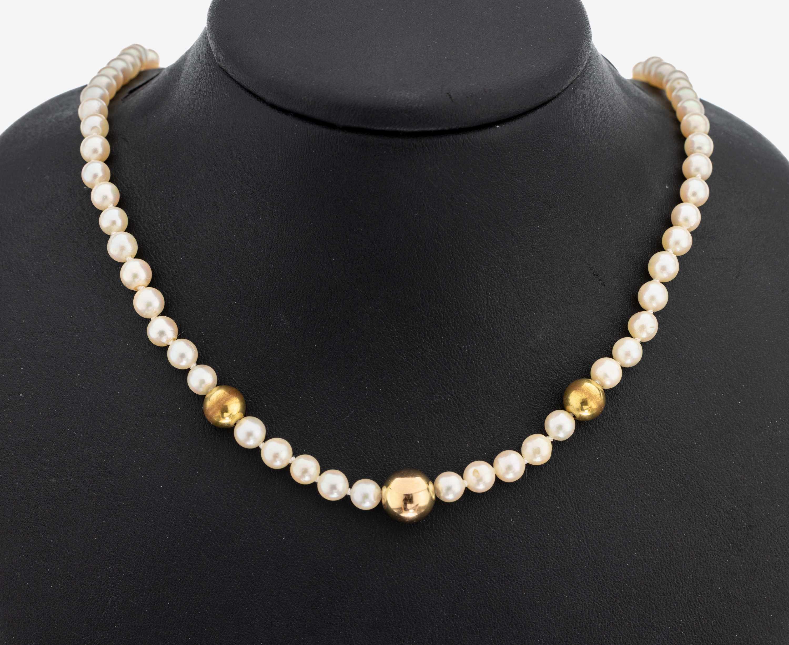 Image 27101565 - Perl-Collier mit 14 kt Gold Schließe, GG 585/000, cremefarb. Zuchtperlen, D. ca. 5.4- ...