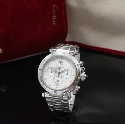 Image CARTIER Pasha chronograph reference 2113, self winding, on both sides glazed stainless ...