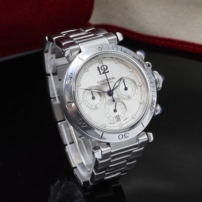 27101527d - CARTIER Pasha Armbandchronograph Referenz 2113, Automatik, beids. vergl. Edelstahlgeh. ...