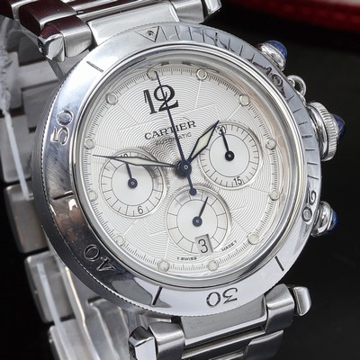 27101527e - CARTIER Pasha Armbandchronograph Referenz 2113, Automatik, beids. vergl. Edelstahlgeh. ...