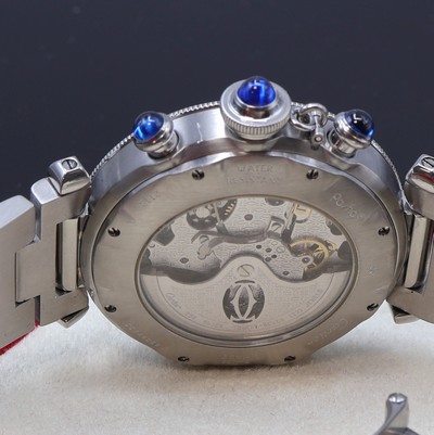 27101527f - CARTIER Pasha Armbandchronograph Referenz 2113, Automatik, beids. vergl. Edelstahlgeh. ...
