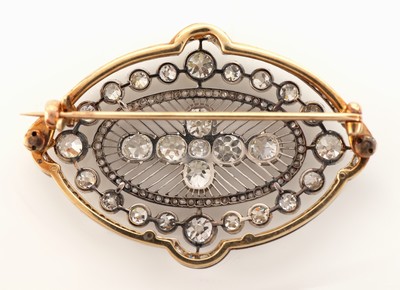 27101528b - Prunkvolle 14 kt Gold und Platin Diamant -Brosche, deutsch um 1910, GG 585/000 gepr., ...