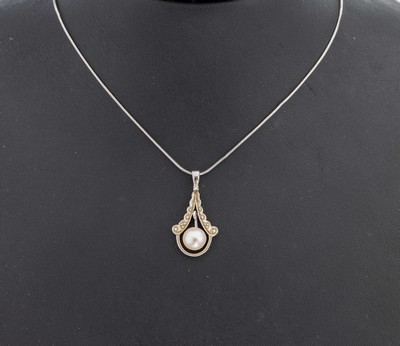 Image 14 kt Gold Perl-Anhänger, WG 585/000, glockenförmig mit bewegl. Abhängung mit ...