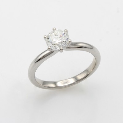 Image Ring mit Brillantsolitär, WG 750/000, Brill.in 6er Krappenfassung 1.00 ct Weiß/si, RW ...