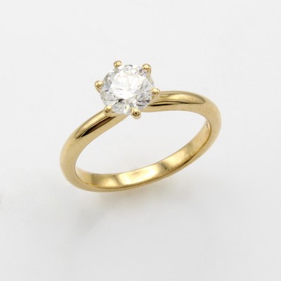 Image Ring mit Brillantsolitär, GG 750/000, Brill.in 6er Krappenfassung 1.00 ct Weiß/si, RW ...