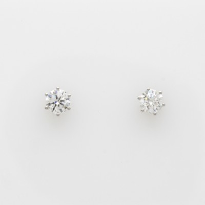 Image Paar Ohrstecker mit Brillantsolitären, WG 750/000, 2 Brill. in 6er Krappenfassungen ...