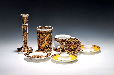 Image 7 Teile Versace, Rosenthal, Barocco, Kerzenleuchter, Vase, Stövchen, kl. Aschenbecher, ...
