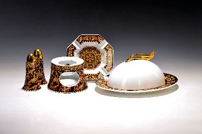 Image 5 Teile Versace, Barocco, Rosenthal, Deckelplatte/Käseplatte, Stövchen, Salz- und ...