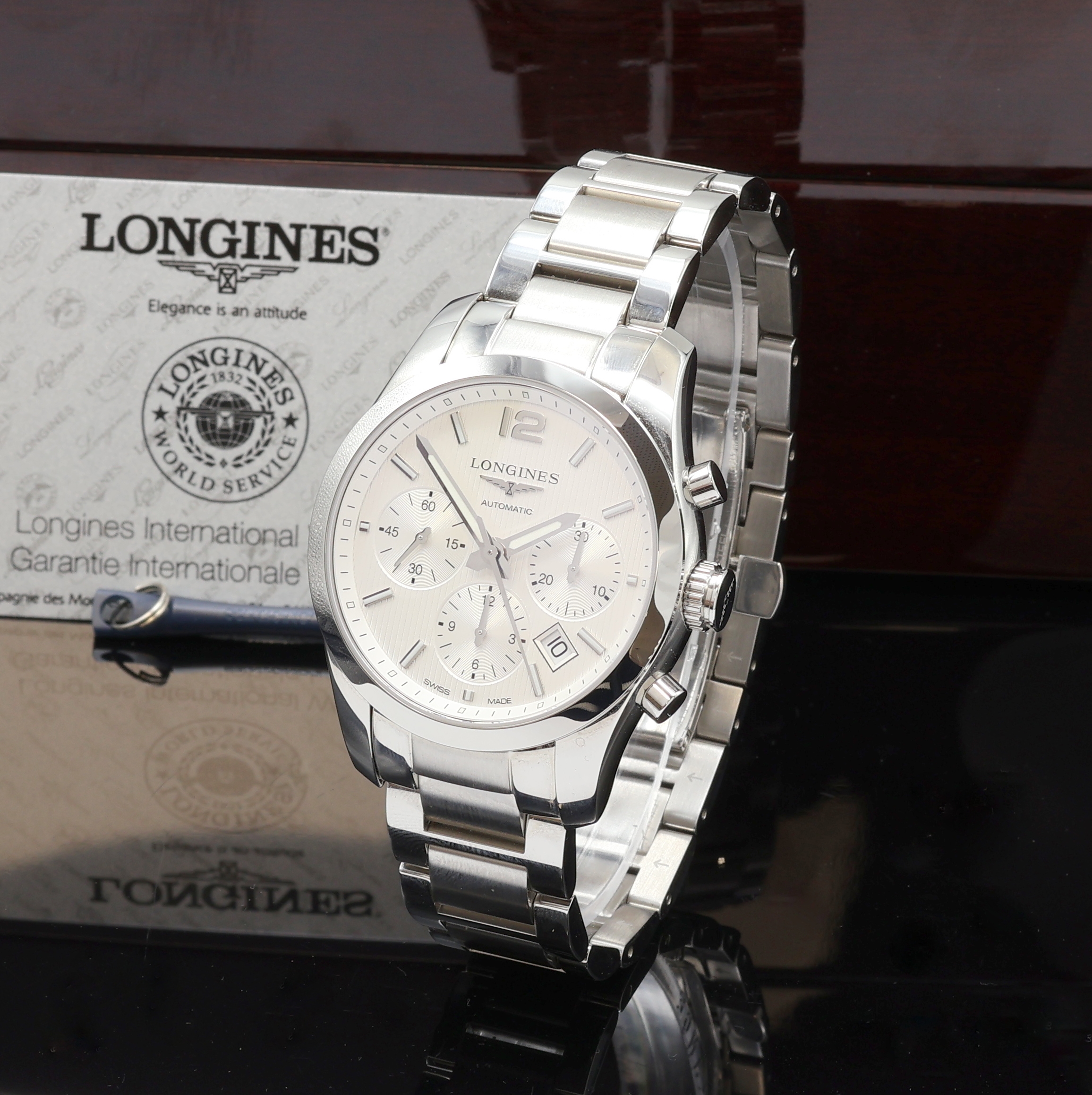 Image 27102120 - LONGINES Conquest Classic Herrenchronograph Referenz L2.786.4, Schweiz verk. lt. beil. ...