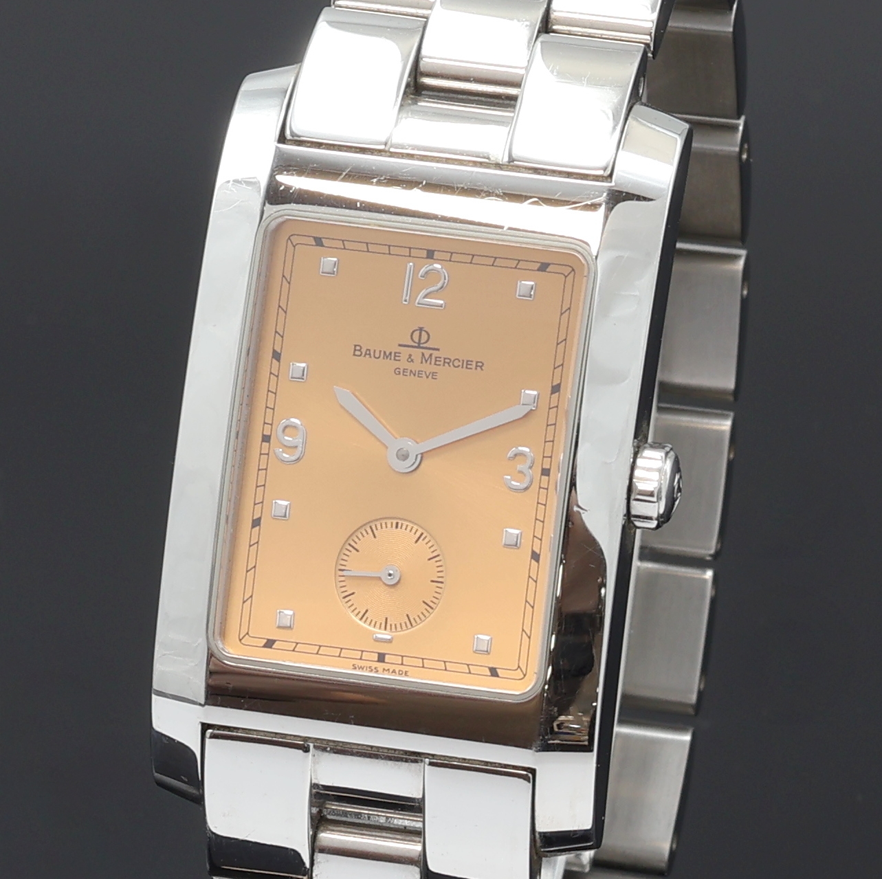Detail a: BAUME & MERCIER Armbanduhr Serie Hampton Referenz MV045063, Schweiz um 2000, quarz, Edelstahlgeh. inkl. Gliederband m. dopp. Faltschließe, Boden ...
