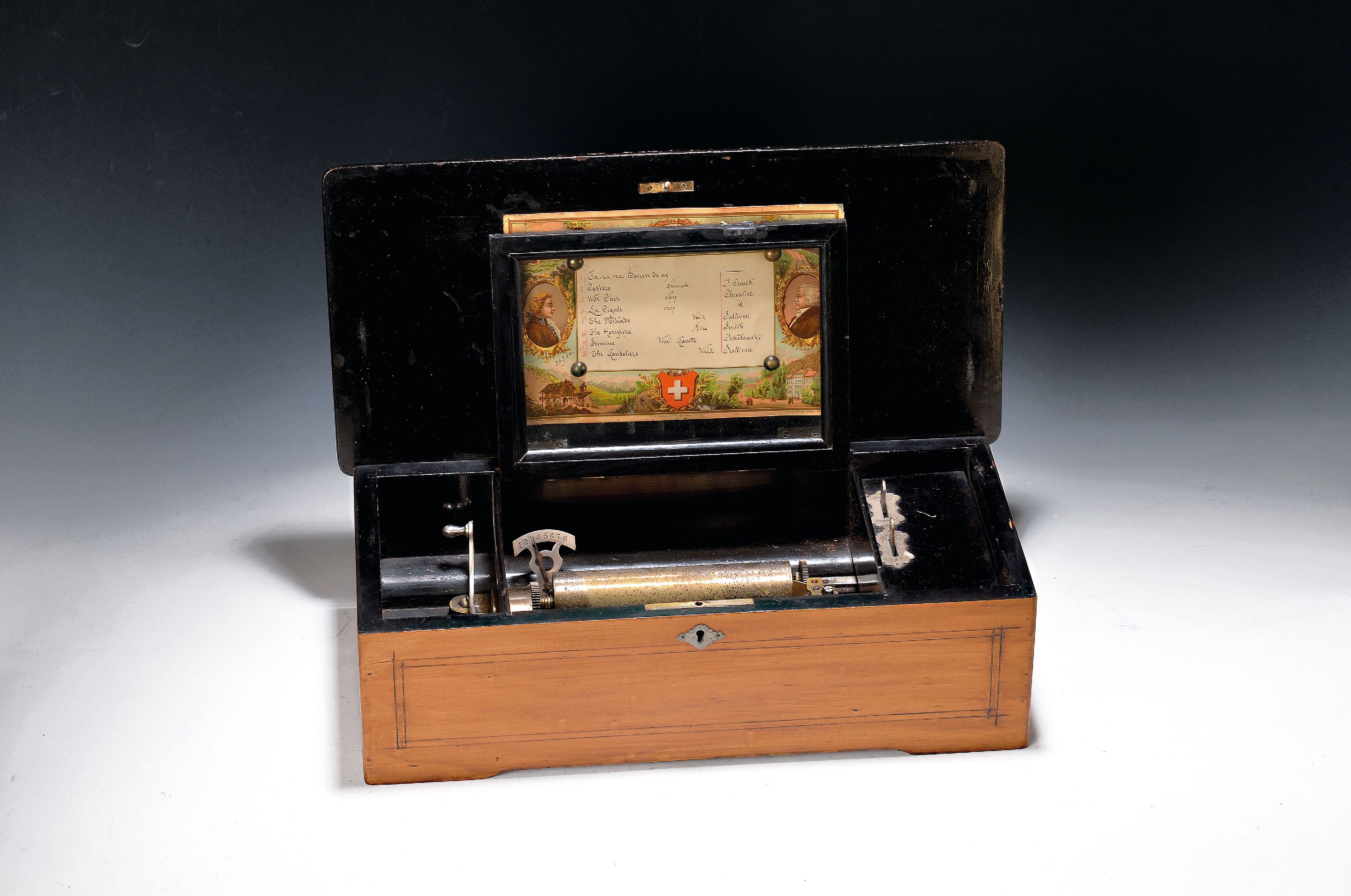 Image 27102202 - Walzenspieluhr, Schweiz, um 1900, Kamm ca. 14.5 cm, 8 verschiedene Melodien, sog. ...