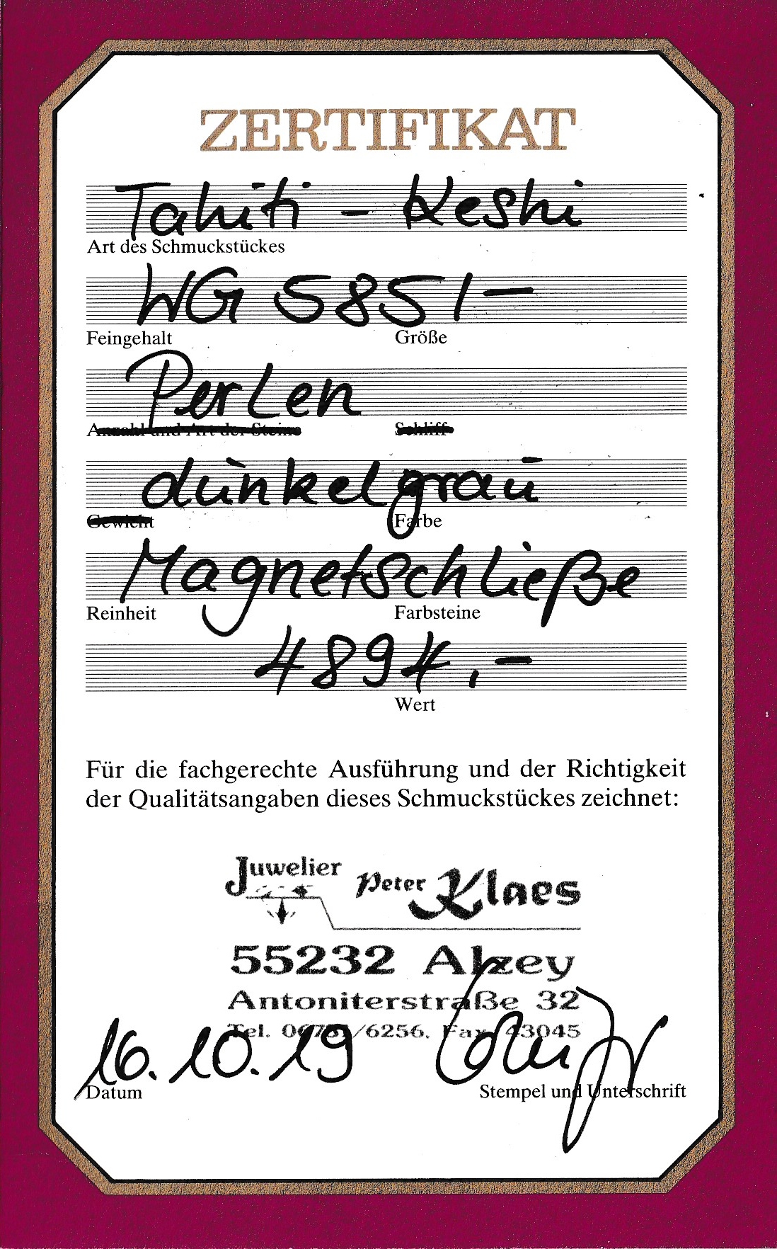 Detail a: Ausgefallenes Perl-Collier mit 14 kt Gold Schließe, WG 585/000, 24 Tahitizuchtperlen,D. ca. 12.4-13.1 mm, nat. Merkmale, Farbabstufungen von Silber ...