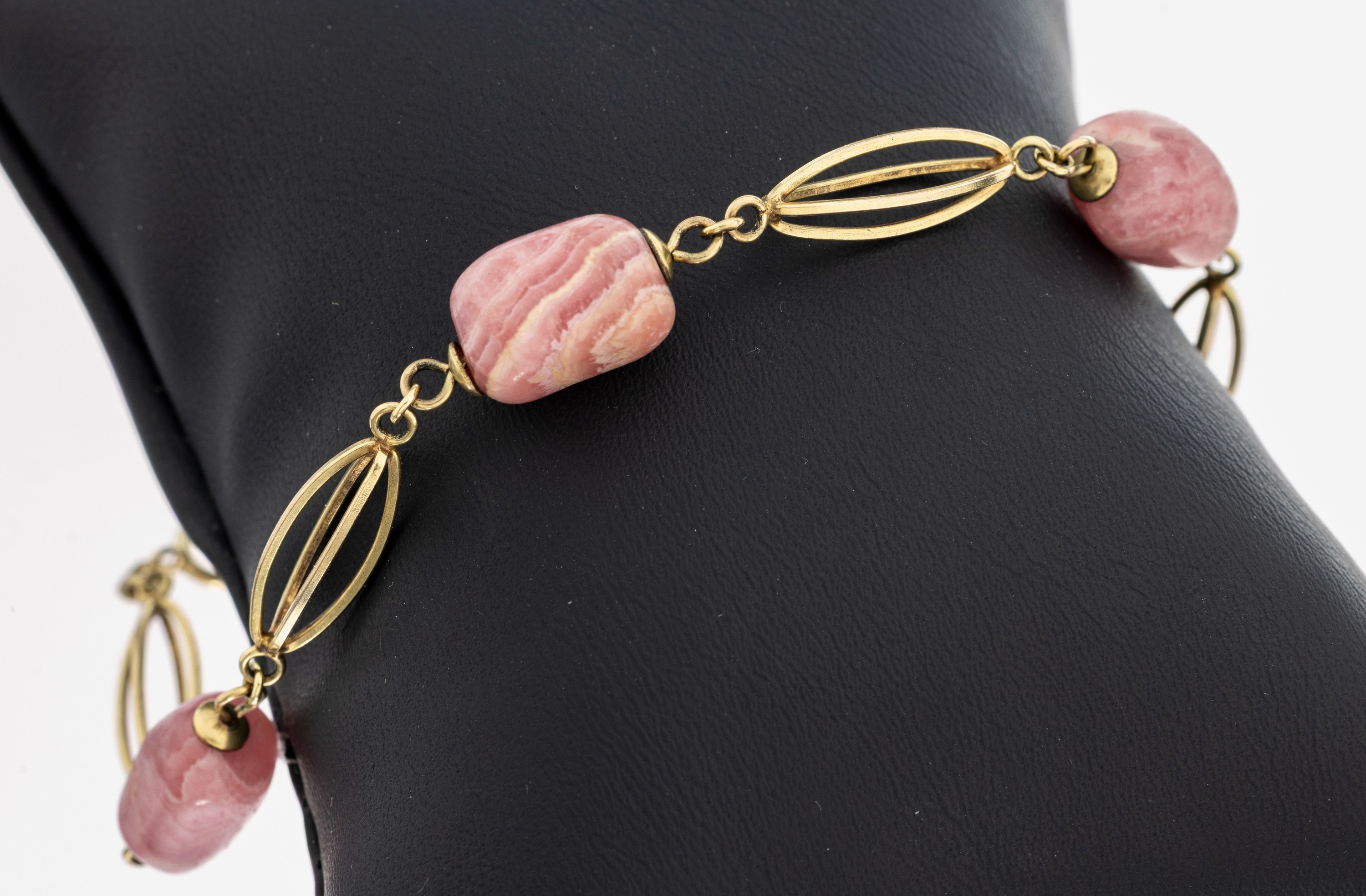 Image 27102425 - 8 kt Gold Rhodochrosit-Armband, GG 333/000,ovale Glieder, Rhodochrosite in versch. ...