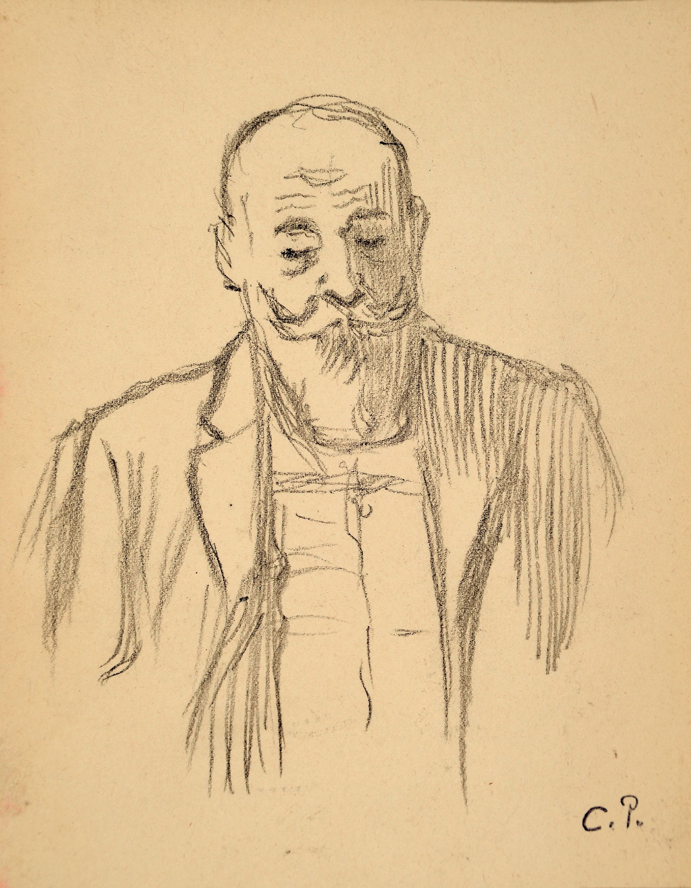 Image 27102706 - Jacob Abraham Camille Pissarro, 1830-1903, Porträt eines bärtigen Mannes, Bleistift ...