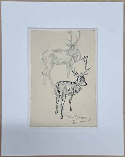 27102703e - Rosa Bonheur, 1822-1899, Sammlung aus 6 Tierstudien in Bleistift auf Papier, alle mit ...