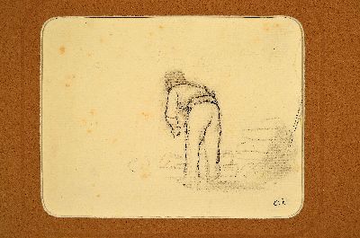 27102707k - Jacob Abraham Camille Pissarro, 1830-1903, Studie zu einem Bauern, Bleistift auf Papier, ...