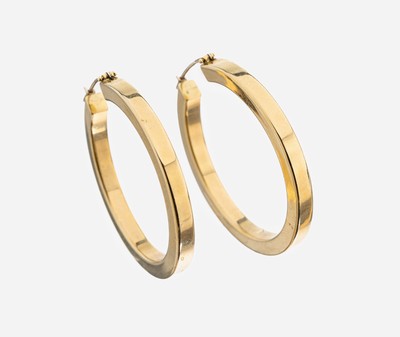 Image Paar 14 kt Gold Ohrcreolen, GG 585/000, schlichtes Design, D. ca. 4 cm, ca. 10.4 g
