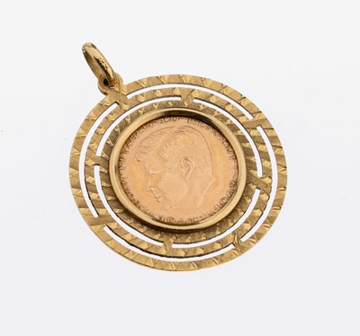Image 14 kt Gold Münz-Anhänger, GG 585/000, Fassung mehrreihig, strukt., Medaille, John ...